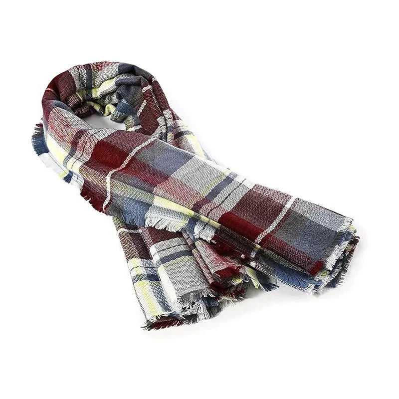 HMYORA Oversized Plaid Blanket Scarf Scarf