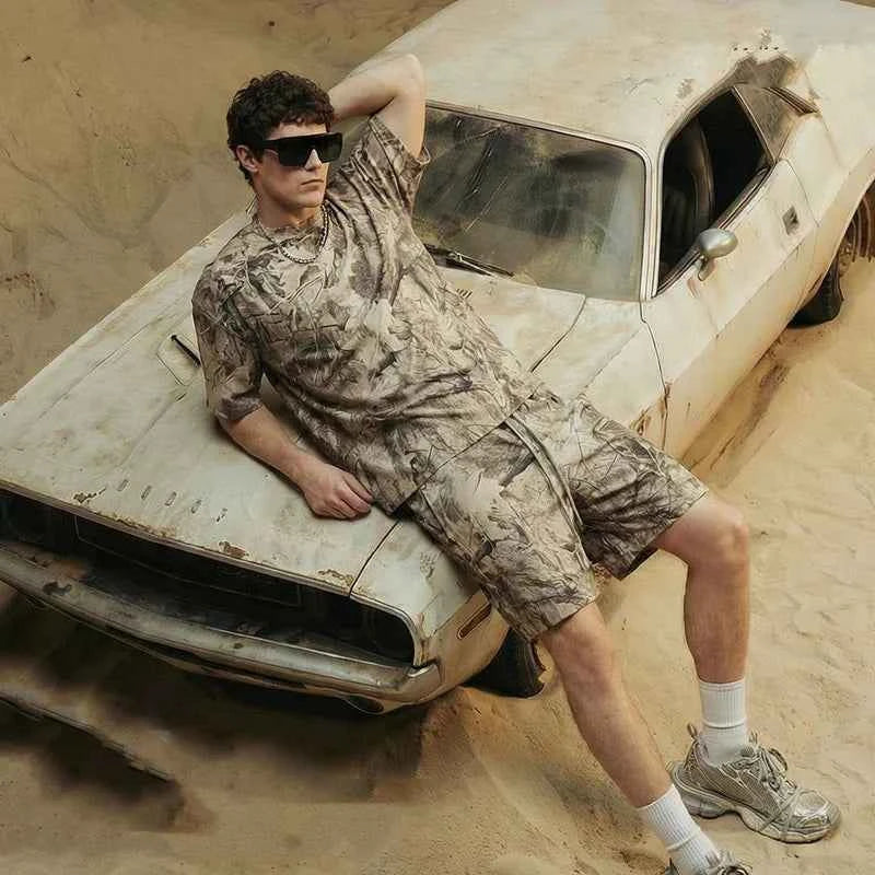 Men's oversized camo t-shirt woodland print